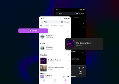 Music Streaming App Search app ui cell commercial design floating ui music search streaming ui