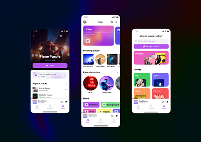 Music Streaming App ai app ui commercial design floating ui music recommendations streaming ui