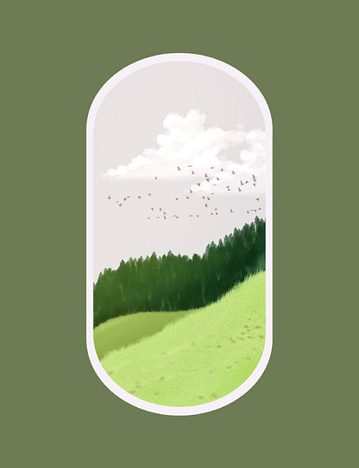 Grassy hill & forest view (Procreate illustration) 2d design graphic design illustration procreate