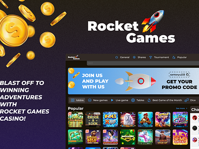 Rocket Games - casino online betting casino figma gambling graphic design igaming ui uxui