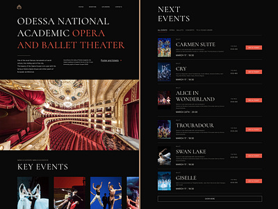 Odessa National Opera and Ballet Theater - UI/UX Website Concept art branding clean dark design minimalizm theater typography ui ukraine ux web