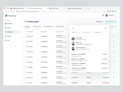 Invoices Page Design app design invoice invoice page design peaky peaky design ui web