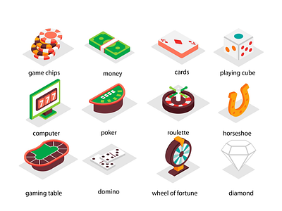 Casino 2d animation betting cards casino design flat gambling icons illustration isometric jackpot luck motion roulette slot