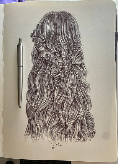 Ballpen Hairstyles 💇🏻‍♀️ ballpen design drawing hair hairstyles illustration sketch