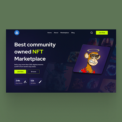 NFT Marketplace Landing Page app design design figma landing page ui uidesign webdesign