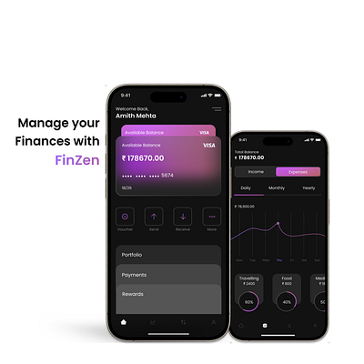 FinZen-Finance Management App 3d animation app branding design graphic design iconography illustration logo ui ux vector