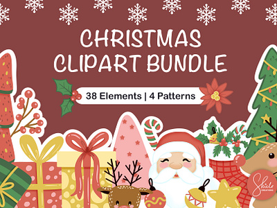 Christmas Cliparts Collection bundle set christmas christmas elements christmas graphics christmas illustration christmas mockup christmas patterns christmas pod design christmas tree clipart colorful clipart cute clipart gingerbread patterns png cliparts procreate drawing reindeer santa claus snowflake xmas