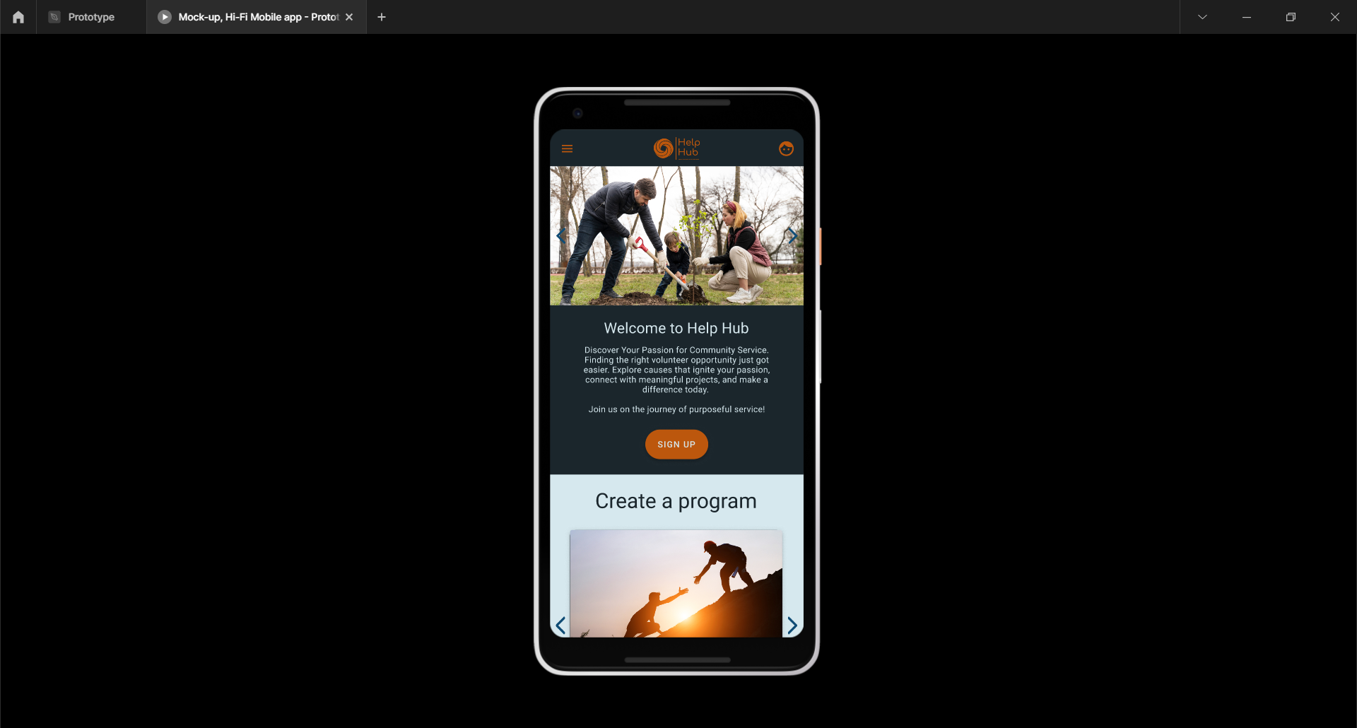 HelpHub - Discover Your Passion, Serve Your Community graphic design ui