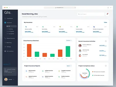 Insurance - SAAS admin admin dashboard admin ui capital allocation clean dessign control pannel finance information visualization insurance insurance controller insurance saas minimal design saas saas admin tamara capital ui