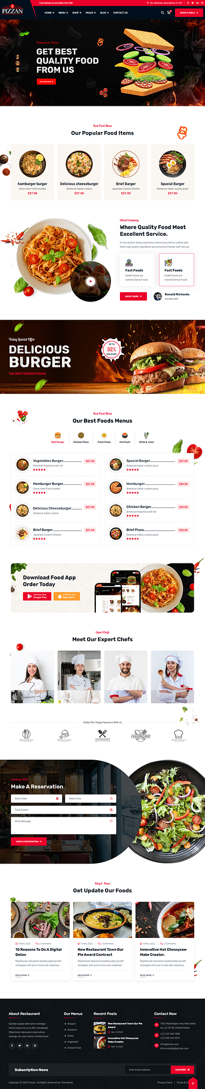 Pizzan - Fast Food and Restaurant WordPress Theme restaurant