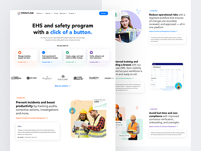 Frontline - Landing Page clean construction cta footer graphic design hero illustration landing page manufacturing minimal testimonial website