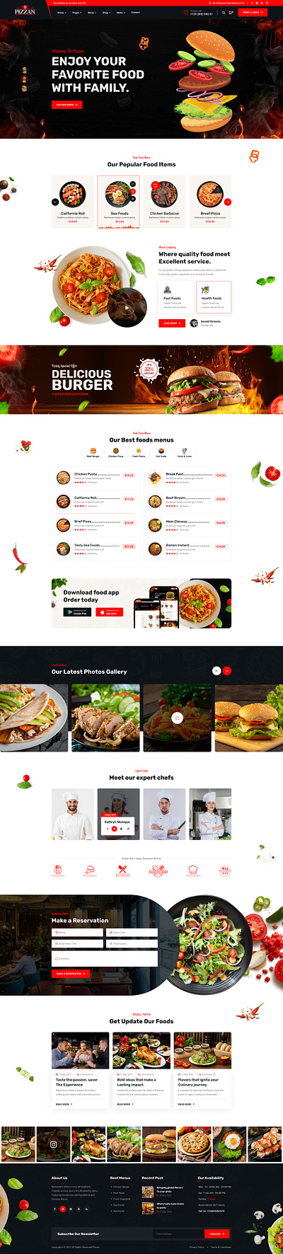 Pizzan - Fast Food & Restaurant Figma Template restaurant