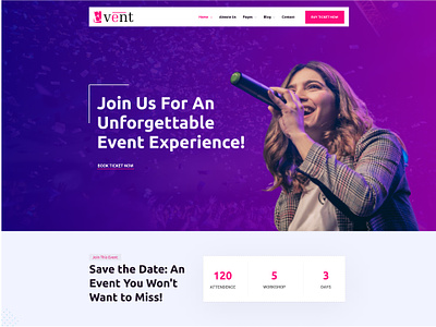 Event Home Page design event event managment event page home page landing page party ui