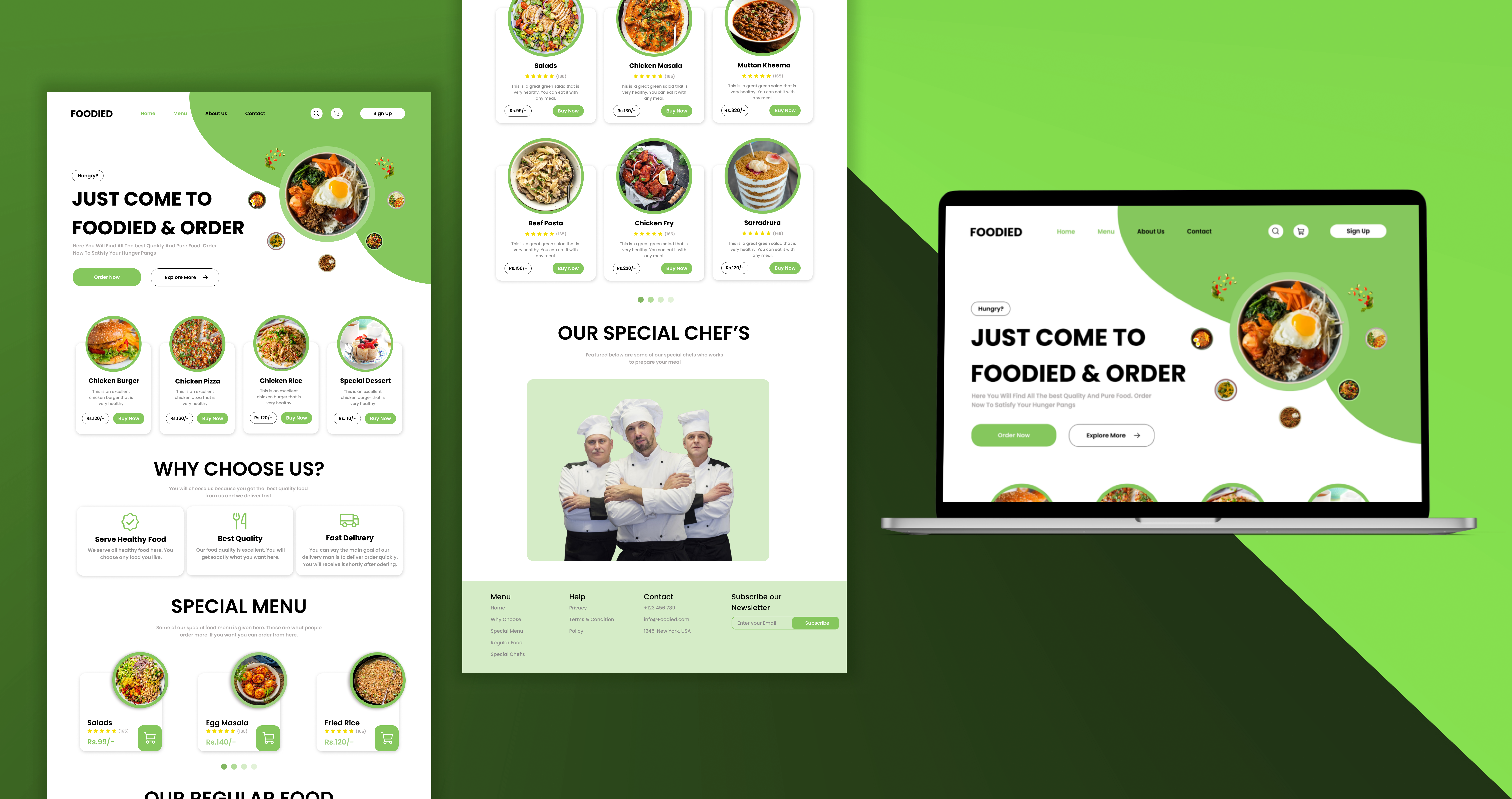 Example of Foodied landing page