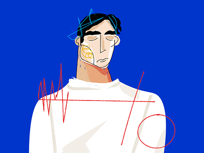 Tic-tac-toe face illustration man portrait sadness vector