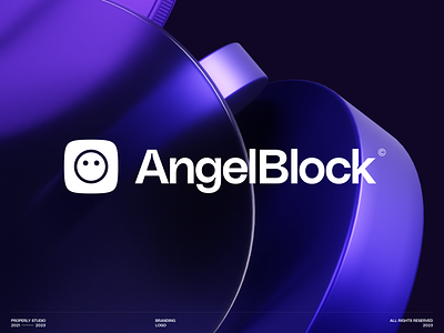 AngelBlock - Logo 3d angelblock block blue bobby character crypto dark design fintech fundraising logo properly purple web3