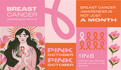 Breast Cancer Awareness Month graphic design illustration info