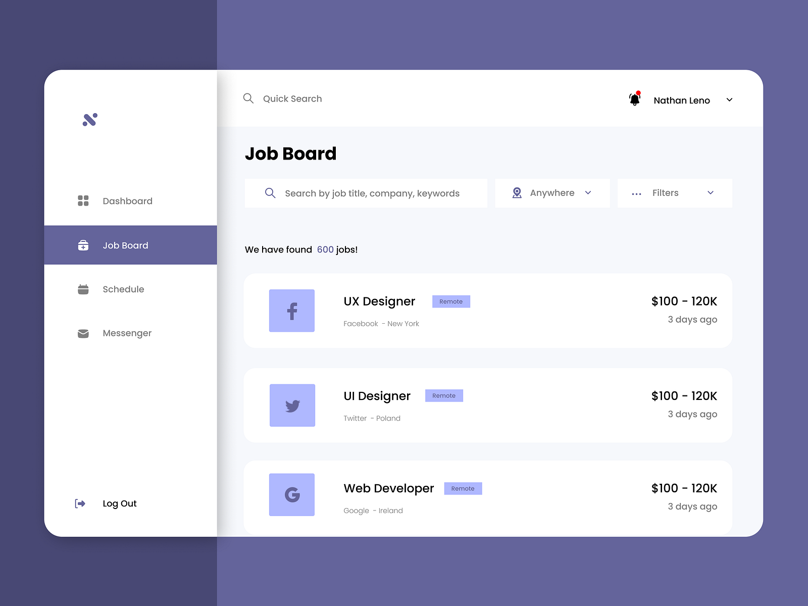 Job Board UI by Carlos Pessane on Dribbble