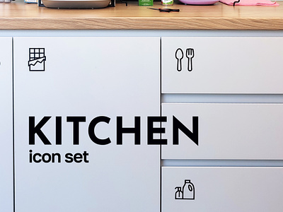 Kitchen icon set chocolate coffee cup dishes icon illustration kitchen minimal plates set