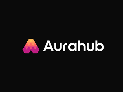 Aurahub a abstract logo aura brading geometric gradient hub identity logo logo designer modern software symbol tech technology