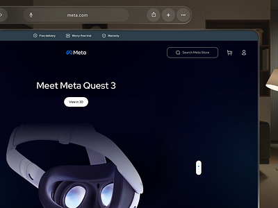 Meta Quest 3 in VR apple ar branding colors design meta qwest3 uiux ux virtalreality visionpro vr vrar