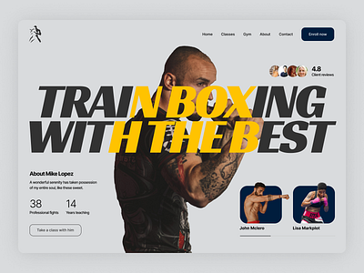 Boxing Gym Website Landing Page Inspiration above the fold box boxing design gym landing minimal training ui ux website