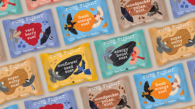 Pure Flight Bird Seed: Branding & Packaging bird bird seed branding graphic design illustration packaging seeds textures