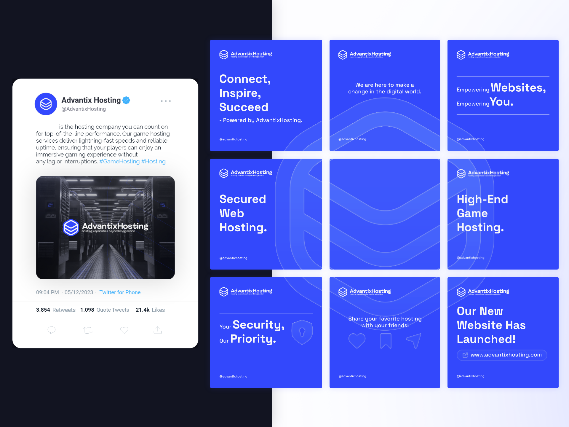 Advantix Hosting Social Media Posts design designer game hosting graphic design hosting illustration instagram logo social media twitter ui designer vector