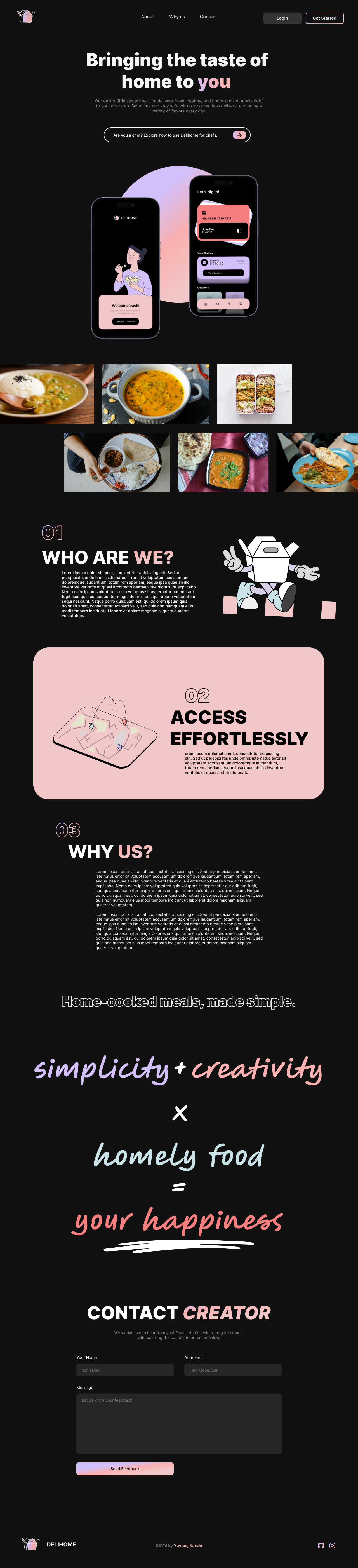 DELHOME | AN ONLINE TIFFIN SERVICE branding logo ui