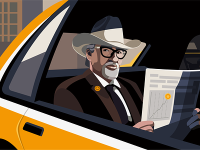 LetMeSpeak Illustration car city design face glasses gold graphic design hat illustration man new york newspaper old man rich smile street taxi vip wealth yellow taxi