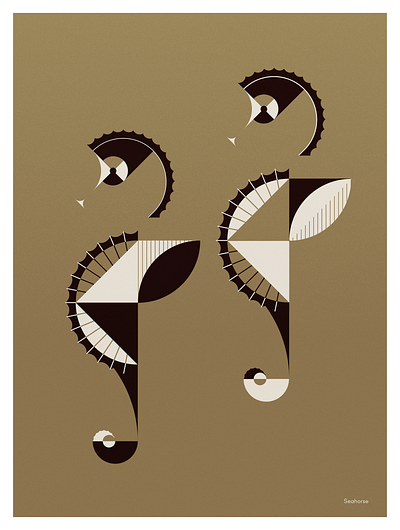 Golden Animals / Seahorse animals art direction design geometric graphic design illustration poster seahorse seahorses studio soleil