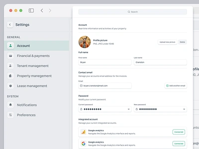 Propwise - Account Settings Page Property Management Web App account settings admin airbnb dashboard management preferences product design profile profile settings property property management real estate saas settings tenant ui uiux ux web app web design