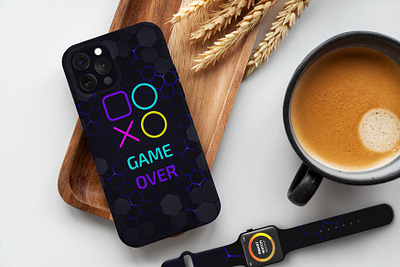 Game On: Customized iPhone Cases & Watch Bands for Gamers apple band branding case cover creative custom design game gamer gaming graphic design iphone matching mockup professional vector watch