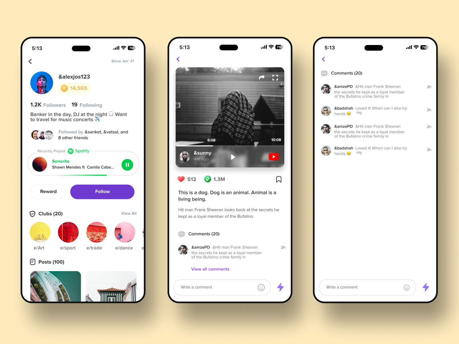 Photo Sharing comments feed follow heart likes photo play posts progile rewards sharing youtube