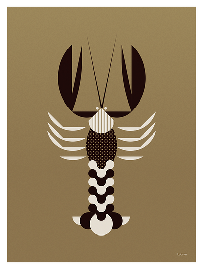Golden Animals / The Lobster art direction character design design geometric golden animals graphic design illustration lobster poster sea studio soleil