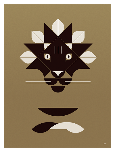 Golden Animals / The Lion afiche animals character design design geometric graphic design illustration illustrator leo lion nature poster studio soleil