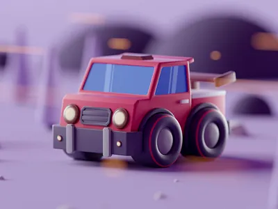Tiny Truck 3d bokeh isometric lowpoly small tiny truck