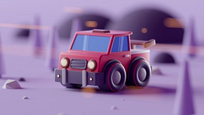 Tiny Truck 3d bokeh isometric lowpoly small tiny truck