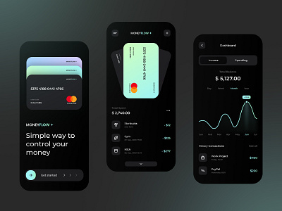 MoneyFlow - Finance Mobile App 💵 app design finance finance app graphic design mobile app moneyflow tracking money ui uiux ux web design