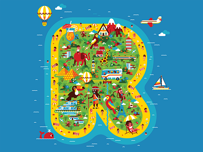 Rainbow Island advertising illustration island key visual travel travel agency