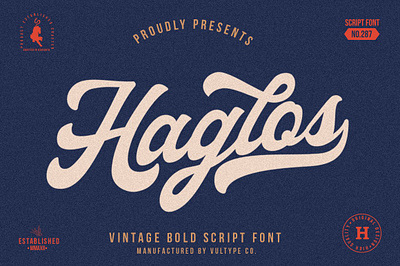 Haglos - Bold Script baseball bold classic font handmade hipster modern old american retro script softball swash type typeface vintage
