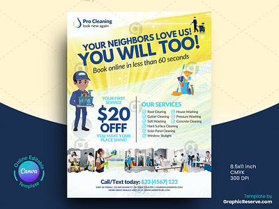 Cleaning Service Canva Flyer Template canva canva flyer design canva template design cleaning service flyer exterior home cleaning flyer flyer power washing flyer pressure washing canva template pressure washing flyer pressure washing flyer design