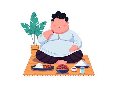 Fat Man Illustration cartoon character design digital art fat man flat illustration food illustration illustration vector