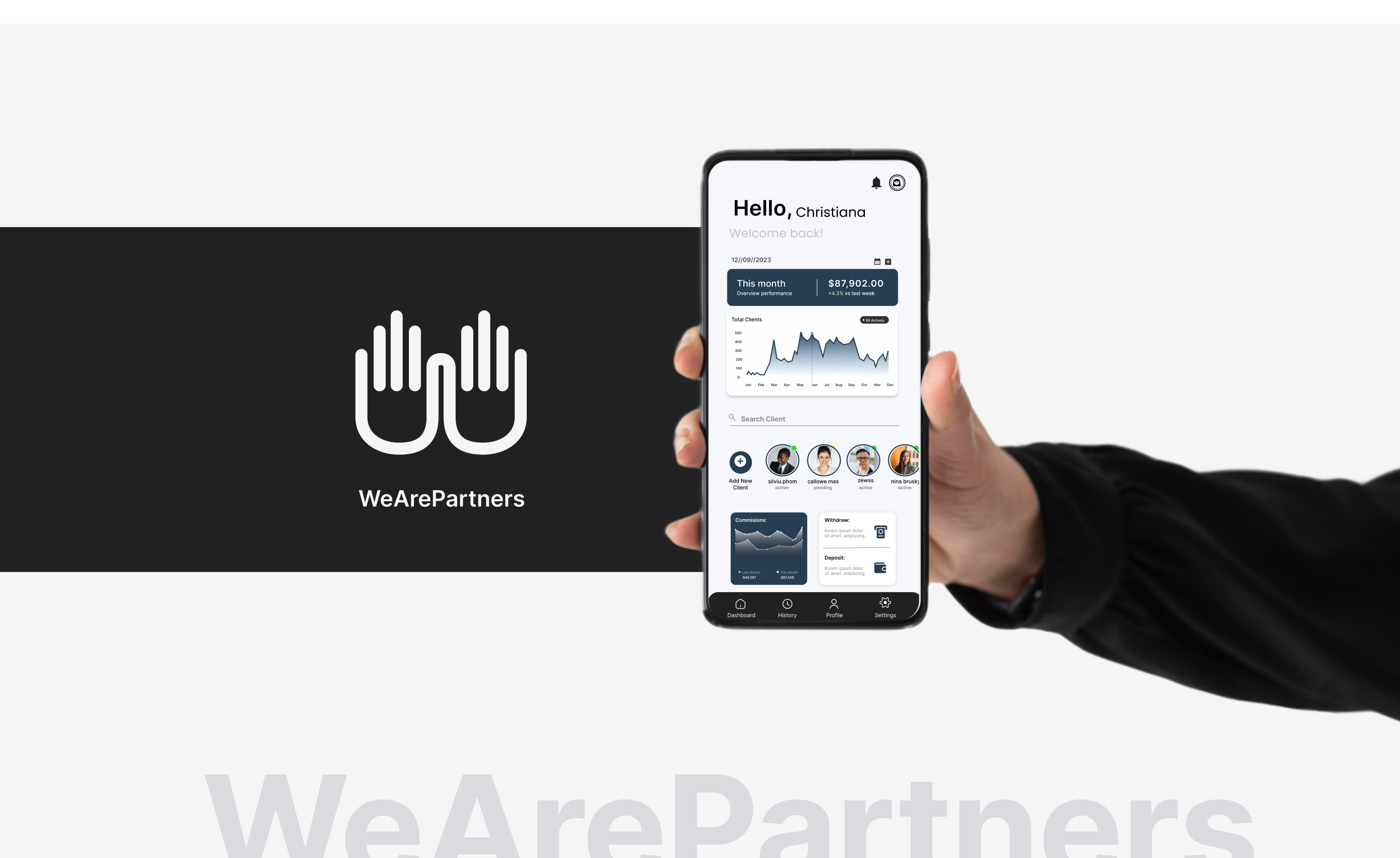 WeArePartners - Mobile App brandind digital design figma finance app mobile app prototyping ui uiux visual identity