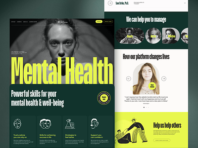 Mental Health Website Home Page care design graphic design home page illustration interaction design interface landing page mental health mindfulness support ui user experience user interface ux web web design web marketing website website design