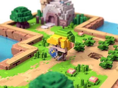 The Legend of Zelda: Link's Awakening 3d 8bit blender magicavoxel nintendo pixel retro voxel voxelart zelda