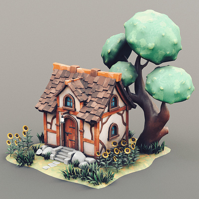 Small Cottage 05 cottage stylized