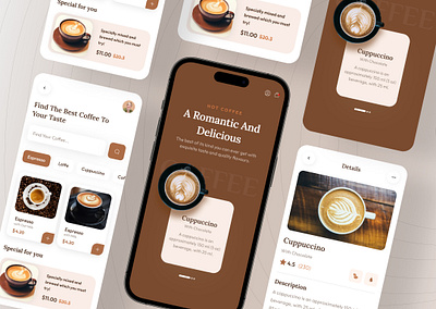 Coffee App analytics app app ui branding cards coffee design figma graphic design illustration logo ui