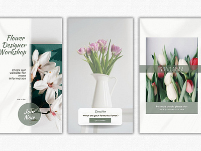 Flower Shop Instagram Stories brandidentity branding canva canvadesign canvainstagram canvatemplate canvatemplates facebook floricultura flower flower shop identidade visual instagram stories marketing stories instagram visual identity