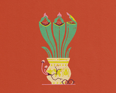 Illustration for Poster Design carnivorous plants florida illustration jacuzzi boys pitcher plant poster design texture